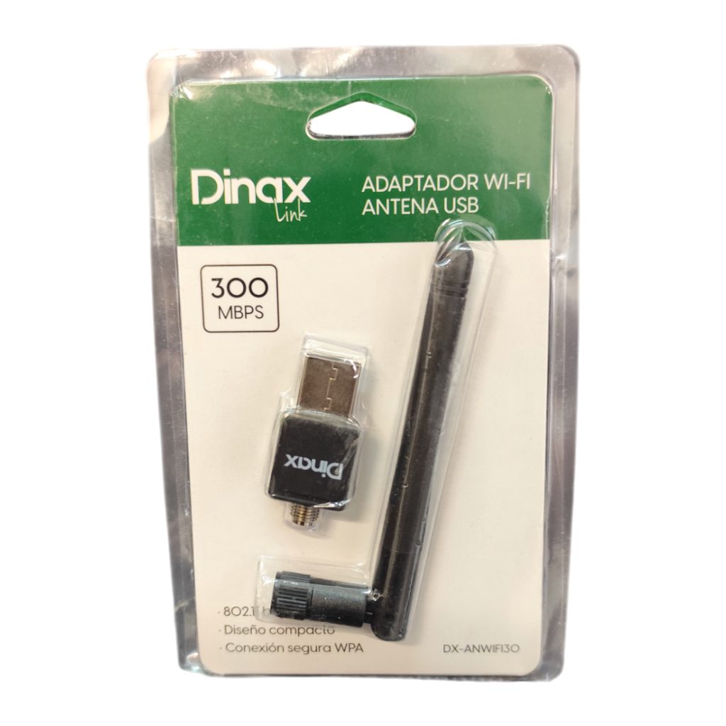 Placa de red Wi-fi c/Antena Usb DINAX 300mbps